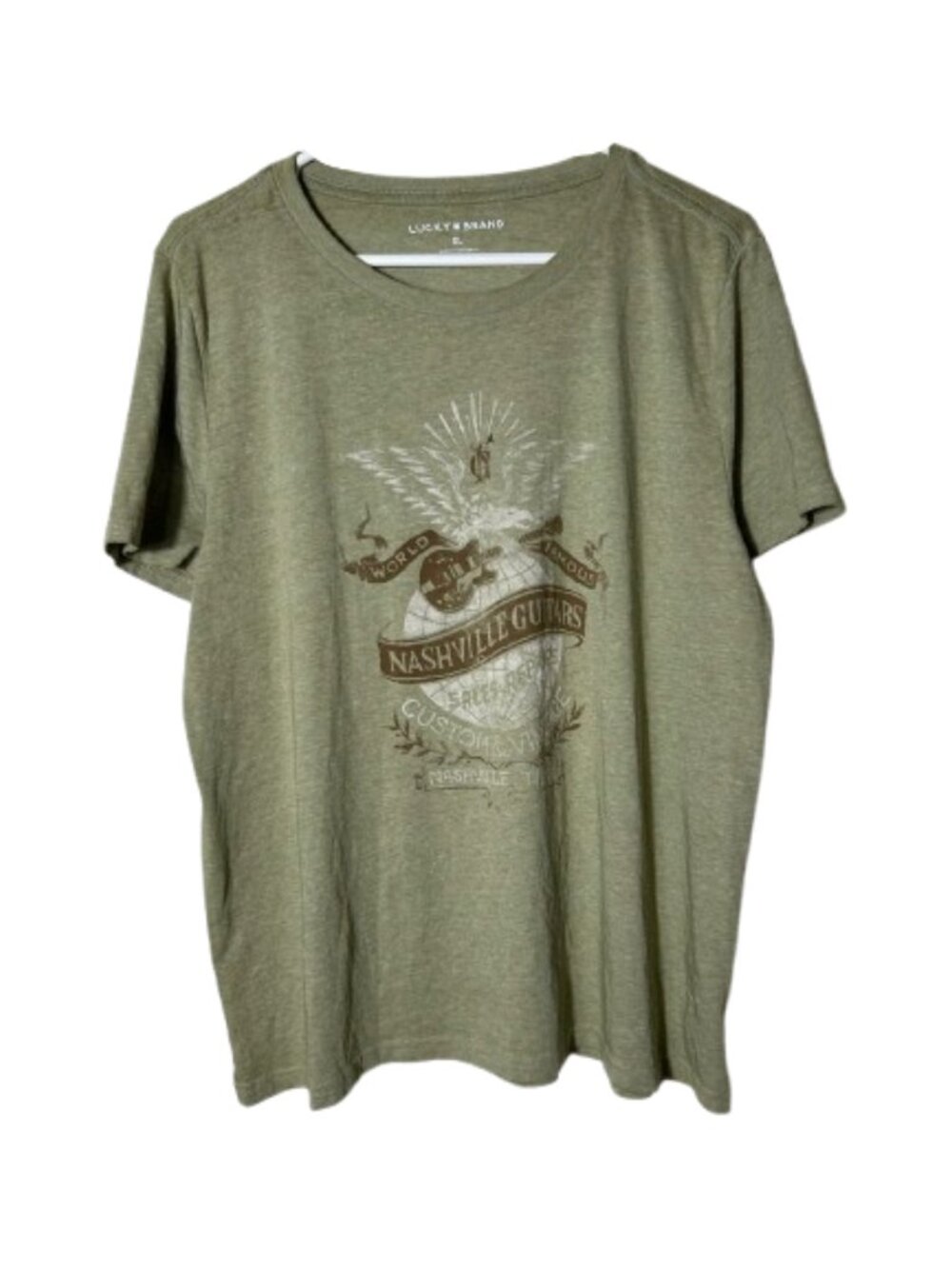 Lucky brand sage green nashville guitars graphic short sleeve tee womens XL